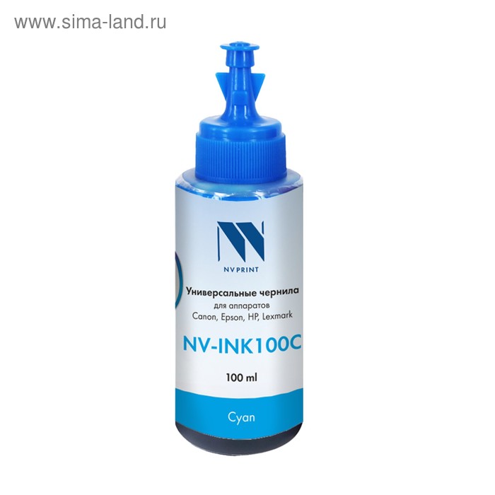 Чернила NV-INK100 универсальн., на водной основе, для Сanon/Epson/НР/Lexmark, 100ml, Cyan - Фото 1