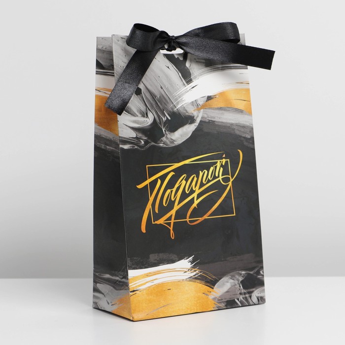 Пакет подарочный с лентой, упаковка, «Подарок», 13 х 23 х 7 см