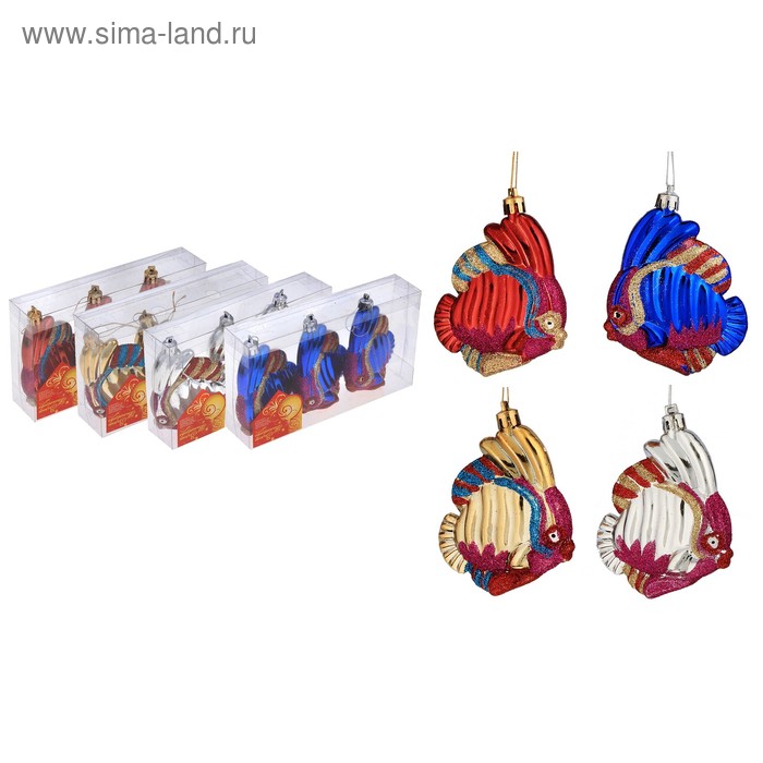 Украшение ёлочное "Рыбка с гребешком" (набор 3 шт) 11 см микс - Фото 1