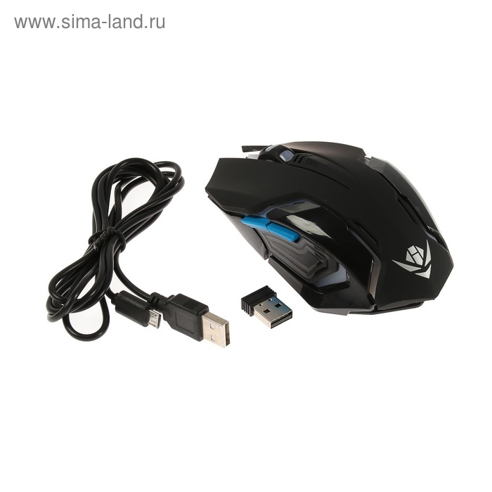 Мышь Nakatomi MROG-20UR Gaming, игровая, беспроводная, аккумуляторная, USB, чёрная - Фото 1