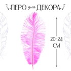 Перо для декора, размер: 20-24 см, цвет розовый - фото 318141936