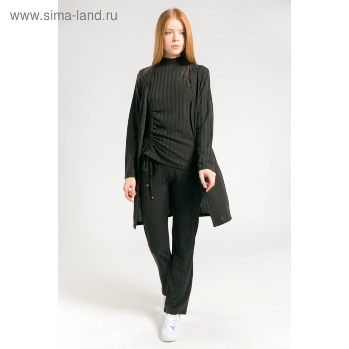 Костюм женский (брюки, майка, кардиган), цвет чёрный, размер 48 - Фото 1