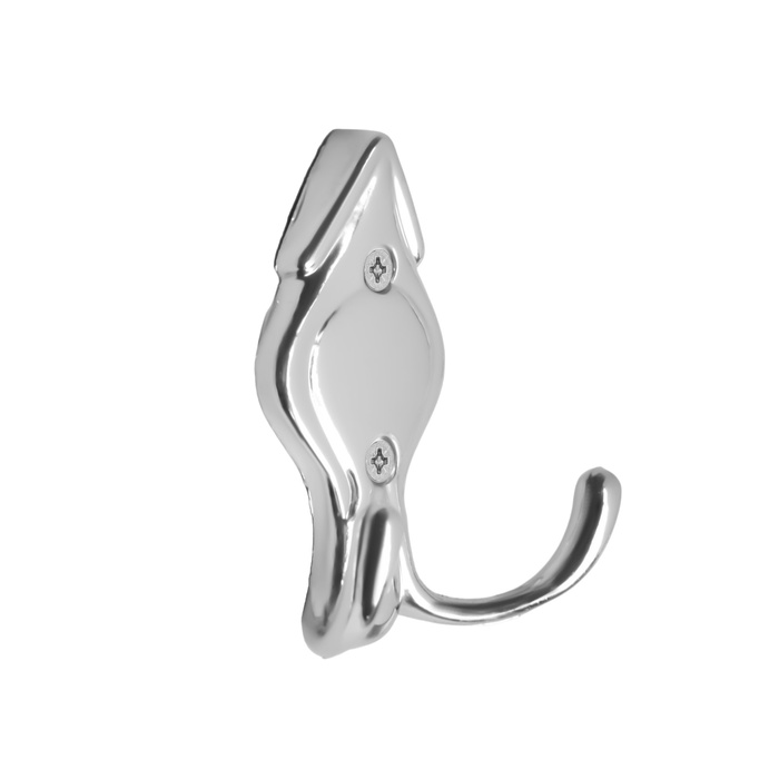 Крючок мебельный ТУНДРА TKd=025, двухрожковый, хром - Фото 1
