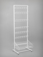 Стойка прикассовая, с 6-штыревой гребенкой и крючками, 64×50×185 см, белая - Фото 4