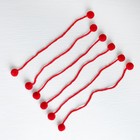 Декоративный элемент на верёвочке 2 шарика, d= 1,5 см, набор 6 шт., цвет красный - Фото 3