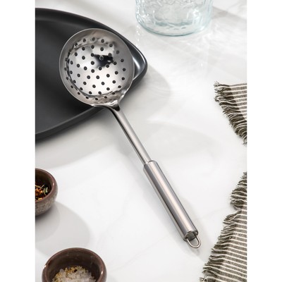 Шумовка Доляна «Металлик», h=31.5 см, нержавеющая сталь, цвет серебряный