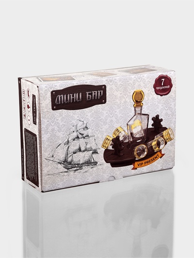 Мини-бар «Фрегат. Барокко», 8 предметов: барная стойка, графин, стопки 6 шт., 500/50 мл