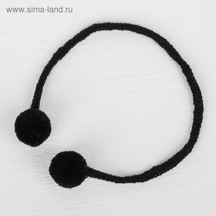 Декоративный элемент на верёвочке 2 шарика, d= 1,5 см, набор 6 шт., цвет чёрный - Фото 1