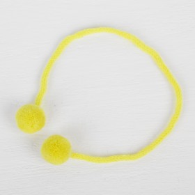 Декоративный элемент на верёвочке 2 шарика, d= 1,5 см, набор 6 шт., цвет жёлтый