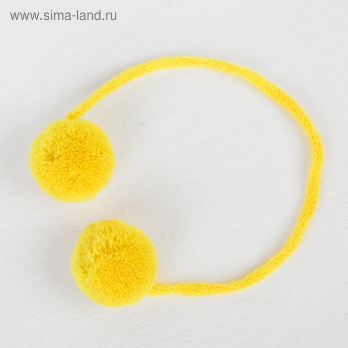 Декоративный элемент на верёвочке 2 шарика, d= 3 см, набор 4 шт., цвет жёлтый - Фото 1
