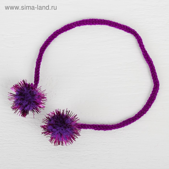 Декоративный элемент на верёвочке 2 шарика с блеском, d= 2 см, набор 8 шт., цвет фиолетовый - Фото 1