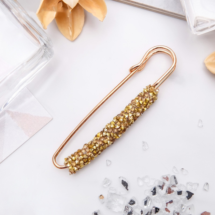 Булавка «Вечеринка» стразы, 7 см, цвет золото - Фото 1