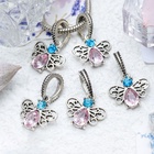 Подвеска «Жучок с ажурными крыльями», цвет розово-голубой в серебре (комплект 5 шт) - фото 27166865