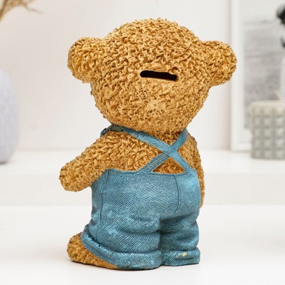 Копилка для денег «Мишка-мальчик», полистоун, 13×10×20 см