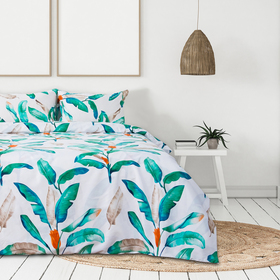 Постельное бельё «Экономь и Я» Тропическая экзотика1,5 сп. 143×215см, 150×220см, 50×70см-2шт, микрофайбер, 75 г/м² 3867516