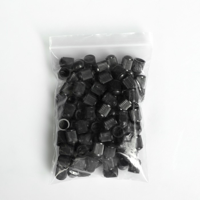 Колпачок на вентиль пластиковый, черный, фасовка 100 шт - фото 1886349477