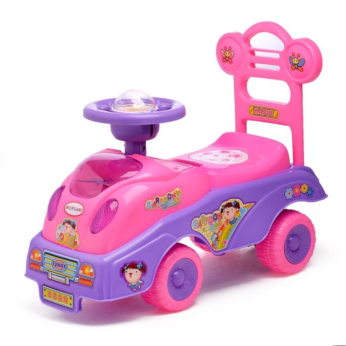 Толокар «Машинка для девочки», с музыкой, цвет розовый - фото 1896491562
