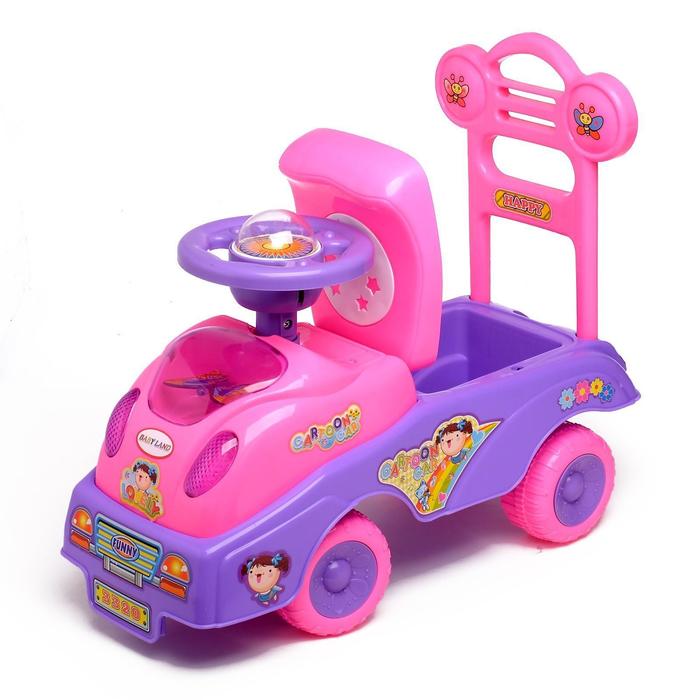 Толокар «Машинка для девочки», с музыкой, цвет розовый - фото 1896491563