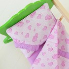 Постельное бельё для кукол "Розовые сердечки", простынь, одеяло, подушка - Фото 4