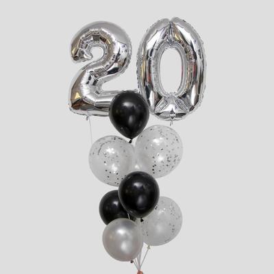 Шары воздушные «20 лет», латекс, фольга, 11 шт.