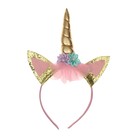 Карнавальный ободок «Единорог», золотой - Фото 1