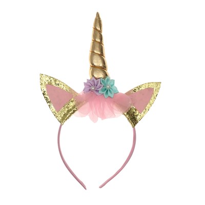 Карнавальный ободок «Единорог», золотой