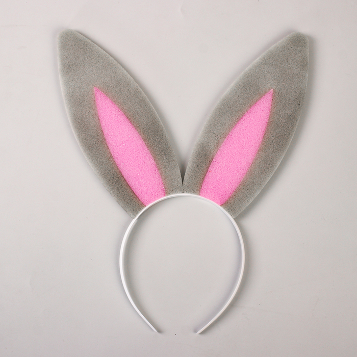 Карнавальный ободок «Уши зайца», поролон, цвет серо-розовый - фото 1898168581