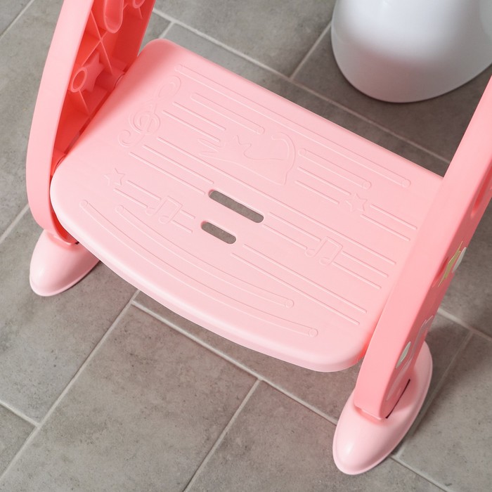 Детская накладка - сиденье на унитаз «Нотки», с мягким сиденьем, цвет розовый - фото 1883410931
