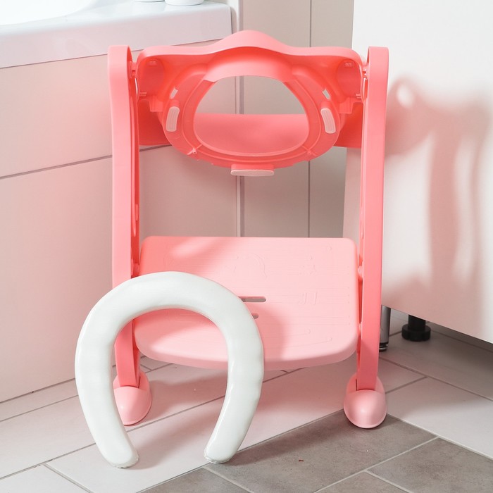 Детская накладка - сиденье на унитаз «Нотки», с мягким сиденьем, цвет розовый - фото 1883410932
