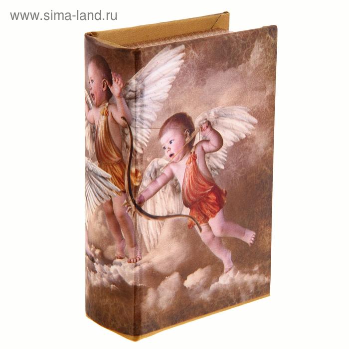 Шкатулка-книга дерево "Игры ангелов" шёлк 17х11х5 см - Фото 1