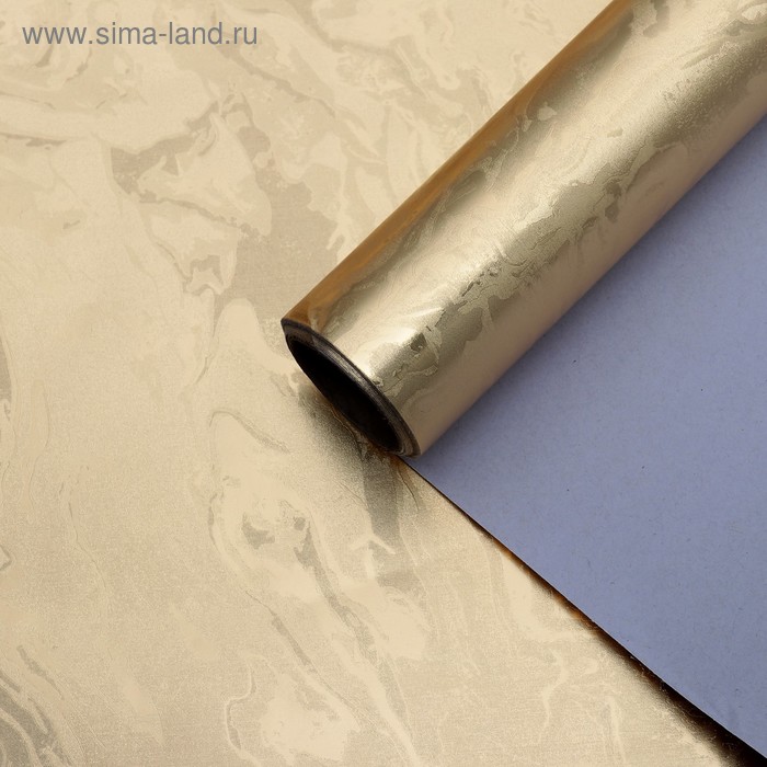 Бумага упаковочная, с тиснением, фольгированная "Мираж", золотая, 0,7 x 5 м - Фото 1