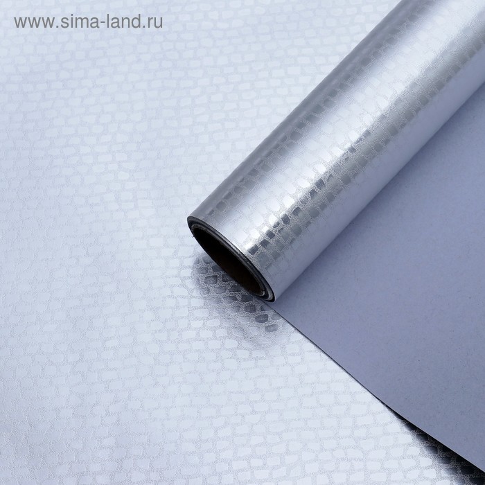 Бумага упаковочная, с тиснением, фольгированная "Мозаика", серебряная, 0,7 x 5 м - Фото 1