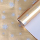 Бумага упаковочная, фольгированная "Серебряные звезды", с блёстками, золотая, 0,7 x 5 м - Фото 1