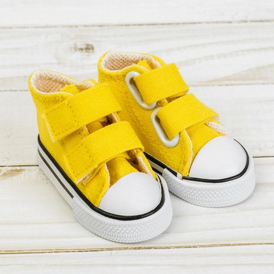 Кеды для кукол на липучках, длина подошвы 7 см, цвет жёлтый