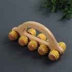 Массажёр с шипами «Гусеница», 18×6×7 см, универсальный, деревянный, с ручкой, 10 колёс, МИКС - Фото 4