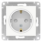 Розетка SE ATLASDESIGN ART, 16 А, 250 В, встраиваемая, с з/к, шторки, IP20, белая, ATN200145 - Фото 1