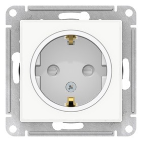 Розетка SE ATLASDESIGN ART, 16 А, 250 В, встраиваемая, с з/к, шторки, IP20, белая, ATN200145
