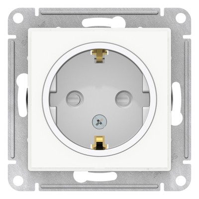 Розетка SE ATLASDESIGN ART, 16 А, 250 В, встраиваемая, с з/к, шторки, IP20, белая, ATN200145