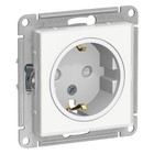 Розетка SE ATLASDESIGN ART, 16 А, 250 В, встраиваемая, с з/к, шторки, IP20, белая, ATN200145 - Фото 2