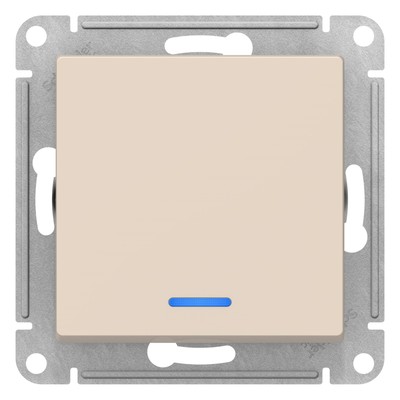 Выключатель SE ATLASDESIGN, 1 клавиша, 10 А, IP20, скрытый монтаж, с подсветкой, бежевый, ATN000213