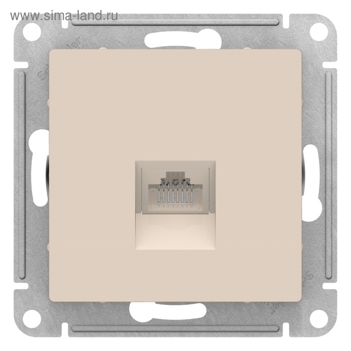 Розетка компьютерная SE ATLASDESIGN, RJ45, встраиваемая, IP20, бежевая, ATN000283 - Фото 1