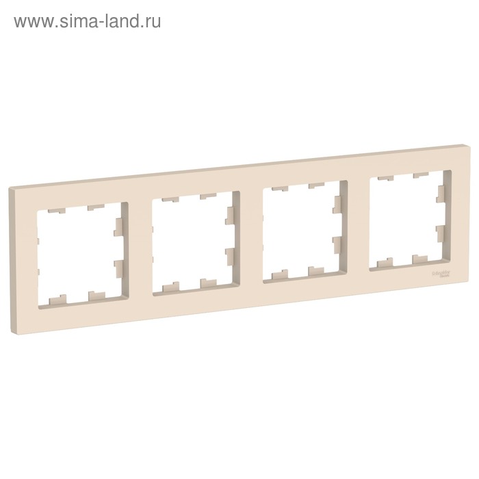 Рамка SE AtlasDesign, 4 поста, универсальная, бежевая, ATN000204 - Фото 1