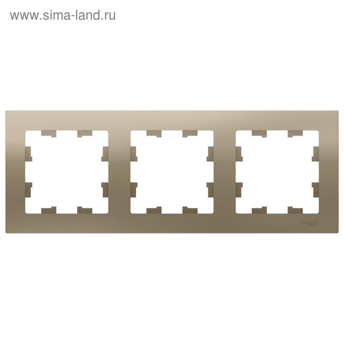 Рамка SE ATLASDESIGN, 3-х постовая, универсальная, цвет шампань - Фото 1