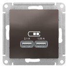 Розетка SE ATLASDESIGN, USB , 2 порта (2.1 А /1.05 А), 5 В, механизм, цвет мокко - фото 4291098