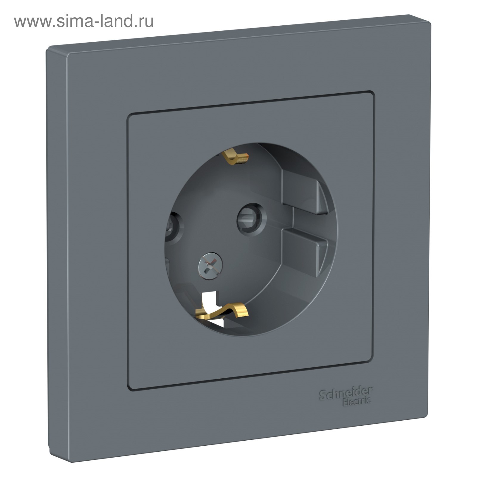 Розетка SE ATLASDESIGN, 16 А, со шторками, в сборе, с з/к, цвет грифель ...