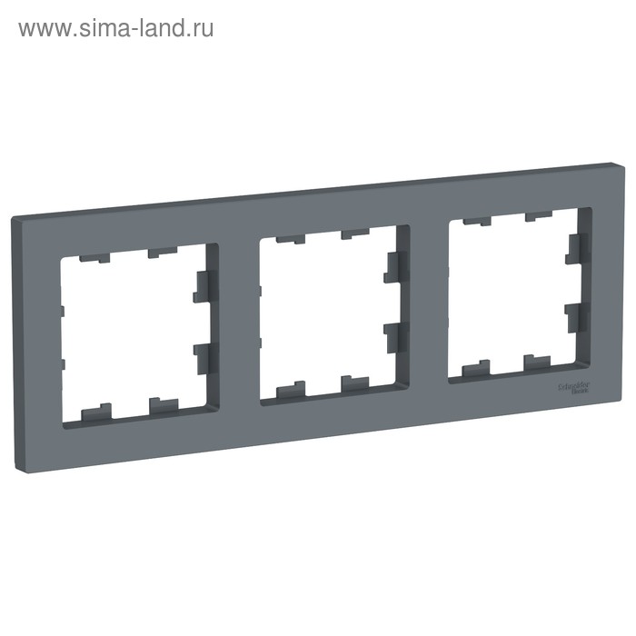 Рамка SE ATLASDESIGN, 3-х постовая, универсальная, цвет грифель - Фото 1
