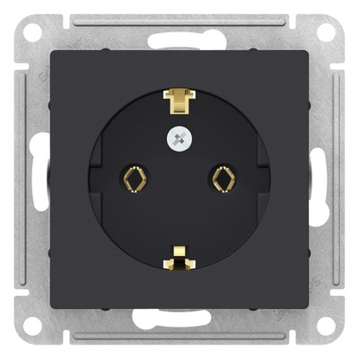Розетка SE ATLASDESIGN, 250 В, 16 А, встраиваемая, с заземлением, IP20, карбон, ATN001043