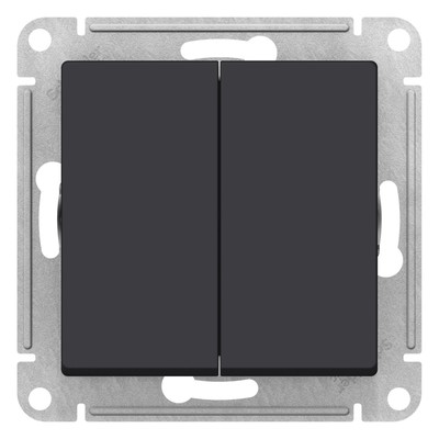 Выключатель двухклавишный SE ATLASDESIGN, 10 А, IP20, скрытый, карбон, ATN001051