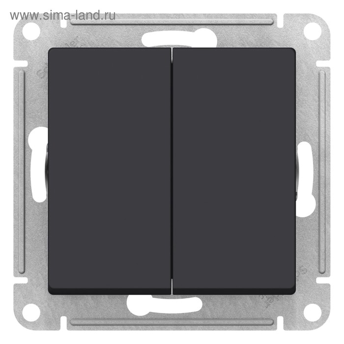 Выключатель SE ATLASDESIGN, 10 А, 2 клавиши, IP20, скрытый, карбон, ATN001051 - Фото 1