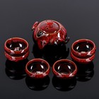 Набор для чайной церемонии керамический «Лунное озеро», 7 предметов: чайник 150 мл, 6 пиал 50 мл, цвет красный - Фото 1